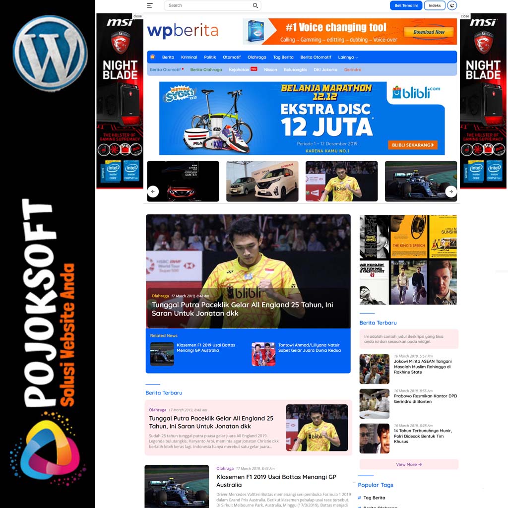 [Versi Lama, No Update] Wpberita Versi Mirip Detik Theme WordPress untuk Blog dan Berita